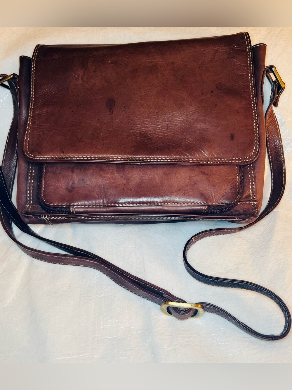 Chaos Vintage Leather Crossbody Messenger Bag Organizer Purse Adjustable Strap